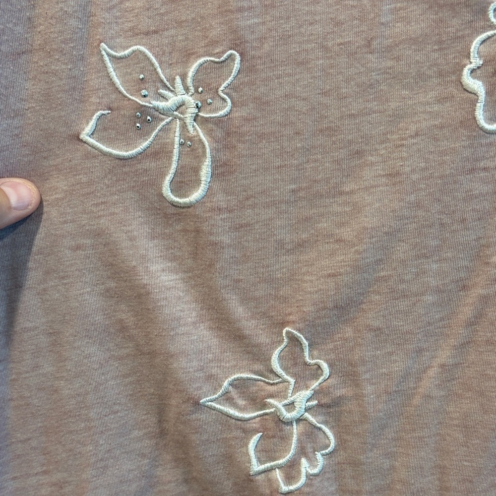 Floral Embroidered Mauve Women's Tee - Picture 6 of 8